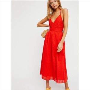 Free People Red Donna Halter Dress XS